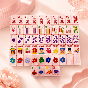 Juego de Mahjong de Lujo con Perlas Rosas, 160 Fichas, Diseño Acrílico con Patrón de Corazón, Bonito Juego de Mesa para Niñas, Colección de Regalo - Product Image 2
