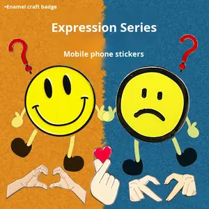 Autocollant de téléphone en métal populaire sur les réseaux sociaux pour les <span class=keywords><strong>questions</strong></span> tristes, modèle de badge - Product Image 3