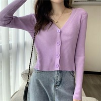 Cardigan en tricot décontracté pour femme, style hiver, col élégant, boutonnage simple, manches longues, couleur unie, style tendance, vente en gros