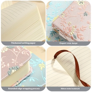 สมุดโน้ต A6ลายดอกไม้ขนาดเล็กแบบพกพาสมุดโน้ตปกแข็งสมุดบัญชีผ้าสำหรับเป็นของขวัญวันหยุดของนักเรียน - Product Image 4