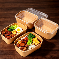 Boîte alimentaire rectangulaire longue en papier kraft vierge non imprimé pour la personnalisation de marques locales