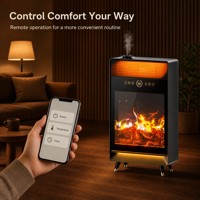 Cheminée électrique intelligente en graphène avec flamme simulée 3D réaliste, humidificateur intégré et télécommande vocale pour usage intérieur