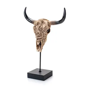 Vari tribali decorativi del cranio della testa di bufalo della mucca della resina con il regalo della decorazione domestica di Base
