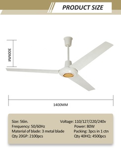 Ventilador de Techo Moderno de 56 Pulgadas con <span class=keywords><strong>Motor</strong></span> de Cobre Puro de 220v y Control de 42 Pulgadas para el Hogar - Product Image 4