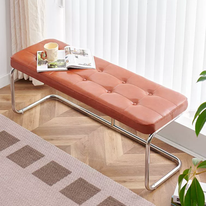 Banco de Zapatos Moderno de Cuero de <span class=keywords><strong>Segunda</strong></span> <span class=keywords><strong>Mano</strong></span> para Sala de Estar, Uso Doméstico, Estilo de Lujo Ligero, Sensación de Alta Gama, Ajustable, Largo, para el Dormitorio - Product Image 2