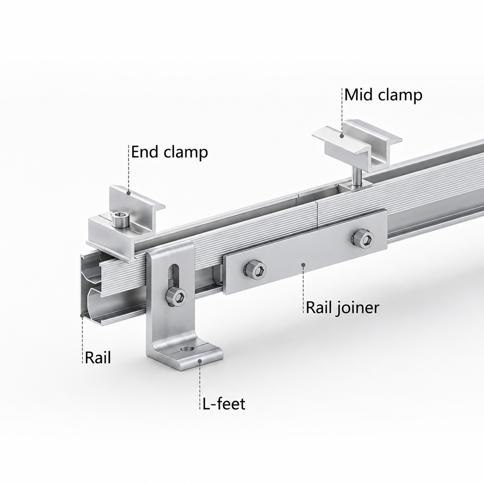 Easy Rail Solar Panel Mounting Structure Hardware Roof Mounting ...