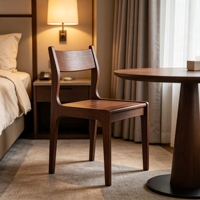 Silla de Comedor de Madera Maciza Estilo Moderno de Mediados de Siglo, Patas Curvas, Patas Cónicas, Muebles para Proyectos Hoteleros, Proveedor Mayorista