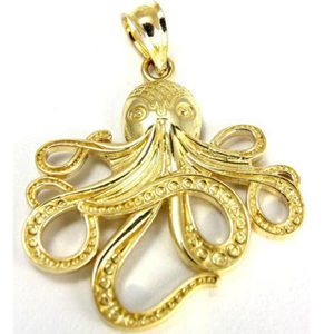 Pendentif Pieuvre Vintage Plaqué Or, Bijou Thème Animal, Accessoire de Mode Unisexe - Product Image 1