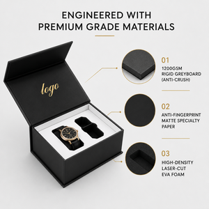 Custom printing Logo Single Watch Box with Pillow Insert Luxury Matte Black Watch Packaging Box Factory Direct - Product Image 1