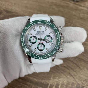 Montre de luxe en acier inoxydable avec mouvement Seiko à quartz de 40 mm, cadran en cristal saphir, largeur du bracelet de 20 mm, résistance à l'eau 3 BAR - Product Image 5