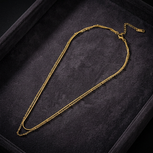 18K Gold Plated Trendy Double Dainty Layering <b>Necklaces</b> Snake Link Chains for Engagement Wedding & Anniversary - Product Image 3