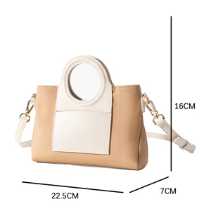 Bolso de Hombro de Lona Bicolor para Mujer, Bolso Tote con Asa de Cuero de Microfibra, Cierre de Cremallera, Bolso Bandolera - Product Image 5