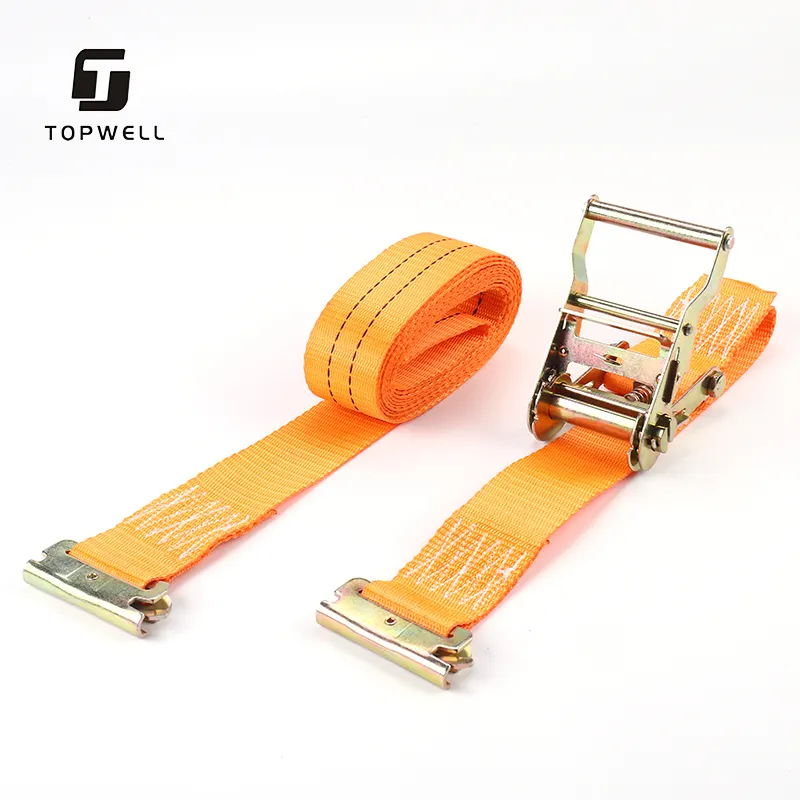 Adjustable Tie-down Strap With E-track Fittings Cargo Lashing Ratchet Tie Down Truck Straps