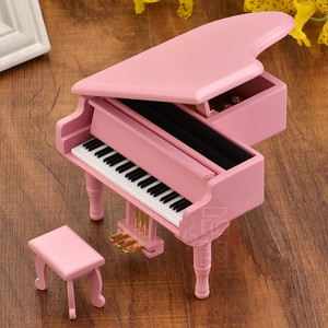 Wholesale Clockwork Natural Solid Wood Grand Piano <b>Music</b> <b>Box</b> Musical Toy With Matching Stool Tabletop Decoration - Product Image 3