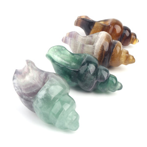 Vente en gros de sculptures en cristal de fluorite arc-en-ciel, coquillages sculptés en pierre naturelle pour la décoration - Product Image 5