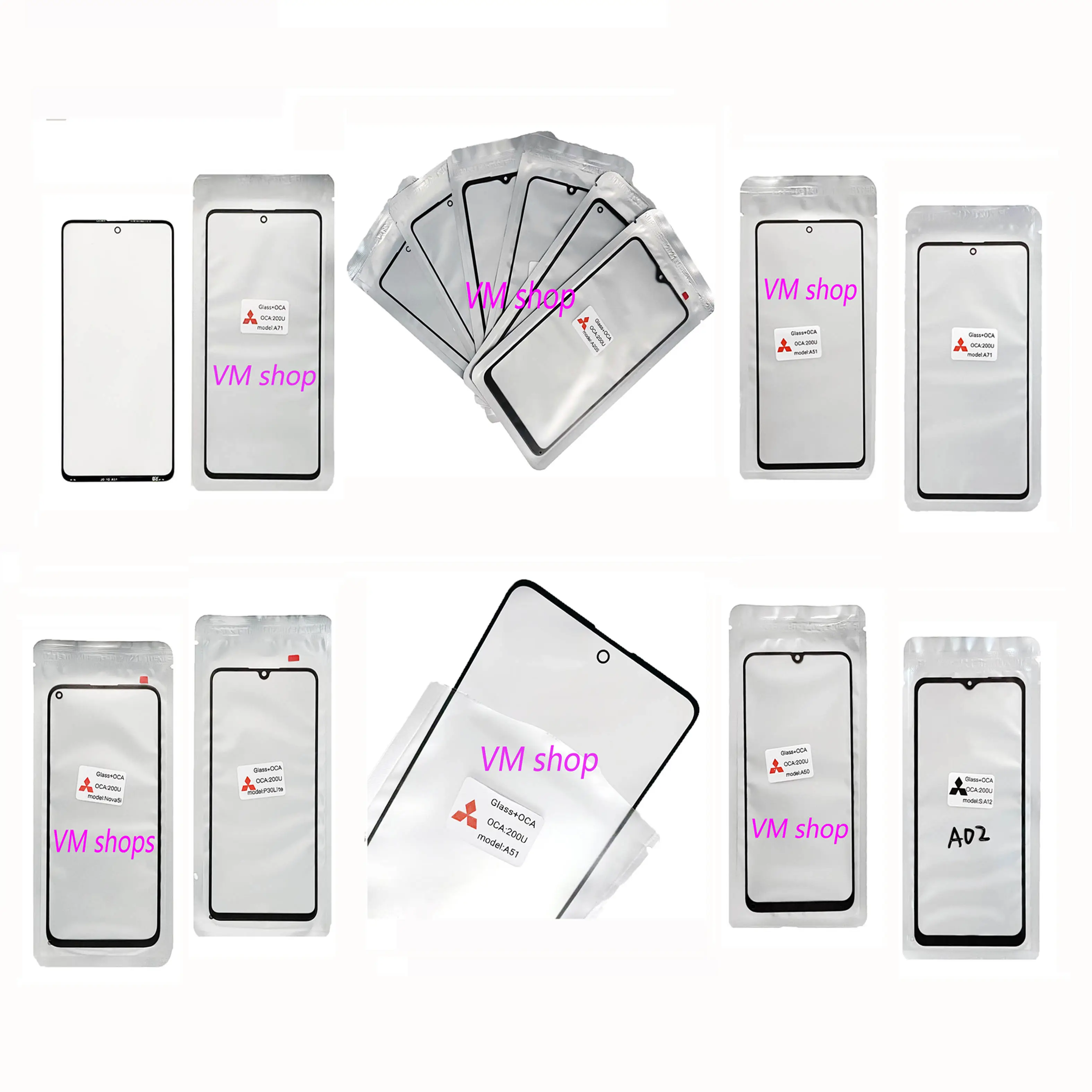 Factory wholesale 2-in-1 glass with oca For iphone glass oca and models For samsung mobile phone Front Outer Glass OCA
