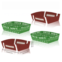 Vente en gros de bols à collation en papier sur le thème du rugby, plateaux alimentaires en forme de bateau pour bonbons, biscuits et chips