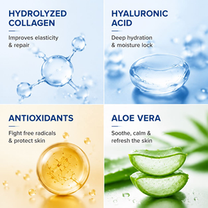 Crème réparatrice apaisante pour la peau après soleil, hydratante 24h, au collagène hydrolysé et à l'<span class=keywords><strong>aloe</strong></span> <span class=keywords><strong>vera</strong></span>, pour tous types de peaux, OEM. - Product Image 4