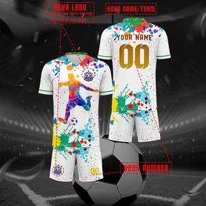 वी-गर्दन फुटबॉल जर्सी शॉर्ट्स व्यक्तिगत कस्टम नाम नंबर लोगो 100% पॉलिएस्टर स्वेट-विकिंग लुभावनीय यूनिसेक्स वयस्क - Product Image 3