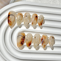 Ongles à presser 100% faits à la main, de haute qualité, prix de gros, forme amande et cercueil, très demandés, pour nail art, 10 pièces
