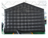 Tente de fête extérieure en PVC, cube gonflable d'éclairage disco LED portable noir OEM, 8x8x4m