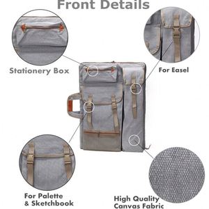 Sac à bandoulière multifonctionnel en nylon avec fermeture éclair, idéal pour le dessin, l'esquisse et la peinture (gris) - Échantillon gratuit - Product Image 5