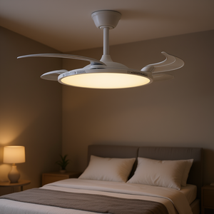 <b>LED</b> Ceiling Fan <b>Light</b> 42-Inch Flush Mount DC Motor Remote <b>Control</b> 3CCT Dimmable White Indoor Bedroom Fan - Product Image 2