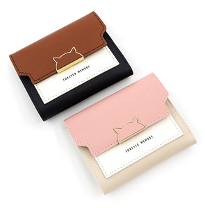 <span class=keywords><strong>Portafoglio</strong></span> porta carte di credito corto da ragazza carina Cat Designs portamonete piccolo a tre pieghe <span class=keywords><strong>portafoglio</strong></span> multifunzione in tinta unita per donna - Product Image 2