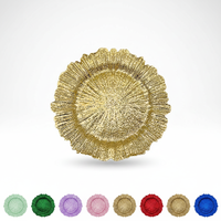 Plato Decorativo de Lujo de 13 Pulgadas con Cuentas Doradas y Diseño Floral, Juego de Platos para Bodas y Cenas, Desmontable, Venta al Por Mayor, Nueva Llegada, Profesional