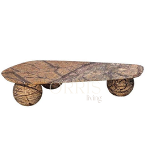 Table basse de chambre à coucher au design unique, couleur beige, pour appartement et salon, luxe, marbre naturel - Product Image 4