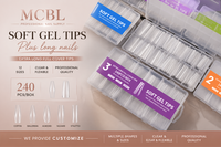 Faux ongles en gel souple transparents, couvrance totale, forme cercueil longue, avec logo personnalisé, vente en gros, pour extension d'ongles en salon de manucure