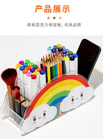 Porte-stylo acrylique créatif de grande capacité de grande valeur présentoir de stockage de fournitures de bureau présentoir de baril transfrontalier