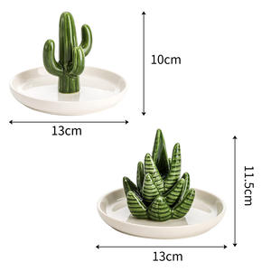 Bandeja de Almacenamiento de Cerámica con Diseño de Cactus y Aloe <span class=keywords><strong>Vera</strong></span>, Estilo Art Deco, para Bodas, Ramadán, Exhibición, Soporte para Joyas - Product Image 5