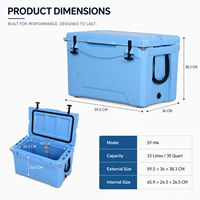 Glacière rigide rotomoulée 35QT, portable, en LLDPE, isolée, pour le camping, la pêche, la plage et les activités de plein air