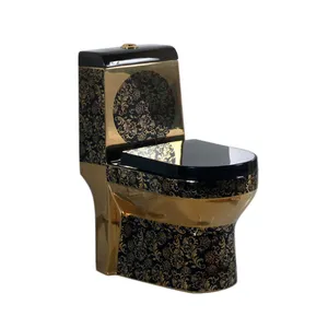 All Sanitary Items Living Room Furniture Luxury Gold Red Colored Ceramic Toilet Bowl