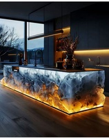 Meuble mural design moderne, îlot de cuisine en verre laqué, mélamine, PVC, contreplaqué, rangement de cuisine avec éclairage
