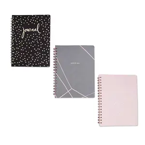 Cuaderno con espiral de cuero PU de lujo, planificador personalizado