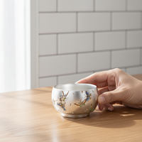 Tasse à thé en céramique en argent sterling, bol traditionnel chinois, fait main, logo personnalisé, imprimé en typographie, coffret cadeau, ensemble cadeau pour