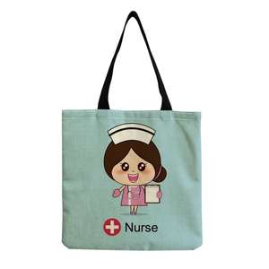 Sac à bandoulière en toile pour femme avec imprimé lettre infirmière, sans fermeture éclair, sac fourre-tout écologique décontracté, sac à main mignon pour femme, grande capacité, sac de shopping graphique - Product Image 2