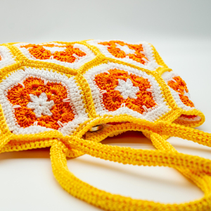 Crochet <span class=keywords><strong>Granny</strong></span> Square Floral Tote Shoulder Purse Earth Tone Boho Handmade Multipurpose Storage Bag - Product Image 5