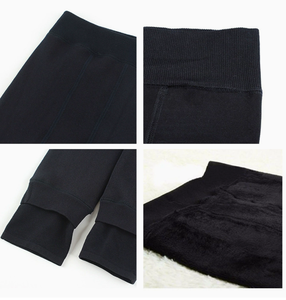 Leggings invernali caldi da donna <span class=keywords><strong>Leggins</strong></span> elasticizzati in pile solido a vita alta pantaloni <span class=keywords><strong>termici</strong></span> Skinny Legging sottile in velluto elastico alto - Product Image 5