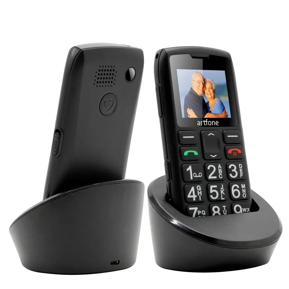 Bar Senior telefono cellulare C1 + con Dock di ricarica gratuita grande tastiera in gomma per anziani Dual Sim One Key SOS FM 1400mAh 4G cellulare