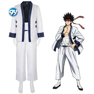 <span class=keywords><strong>Rurouni</strong></span> <span class=keywords><strong>Kenshin</strong></span> Saito Hajime Costume Cosplay Anime Samurai Kimono Roleplay vestito di fabbrica Stock - Product Image 1