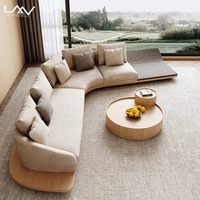 Nordisches Design Bogenförmiges Ledersofa mit Holzrahmen Hotel Villa Empfangshalle Wohnzimmer Modernes Komfort-Ecksofa