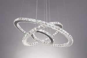 Zèle éclairage escalier en gros acier or anneaux de luxe pendentif en cristal lumière chaude pour le salon - Product Image 3