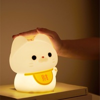 Veilleuse mignonne en forme de chat pour enfants, lampe LED tactile en silicone, rechargeable par USB, lampe de chevet pour tout-petits