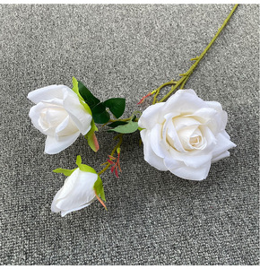 Three-headed Parisian Rose Realistic High Simulation Wedding Christmas Hotel Home <strong>Background</strong> Flower Wall Embellishment - Product Image 2