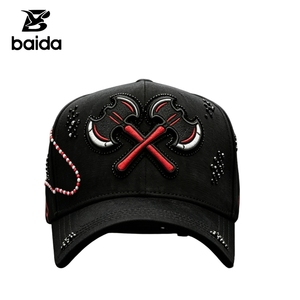 Gorra de béisbol deportiva de moda con 5 paneles, bordado 3D de la marca Axe y pedrería incrustada, estilo Hip Hop, visera curva, venta al por mayor - Product Image 1