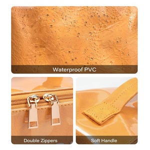 Travel Waterproof PVC Kraft Paper Makeup Bag Flat Open Portable <b>Toiletry</b> Bag for Skincare - Product Image 4