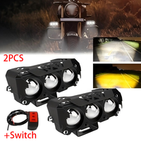Nouveaux phares de moto à 2 modes DRL 3 lentilles LED Mini phare de conduite Feux de travail antibrouillard pour voiture/camion (12V en aluminium moulé sous pression)